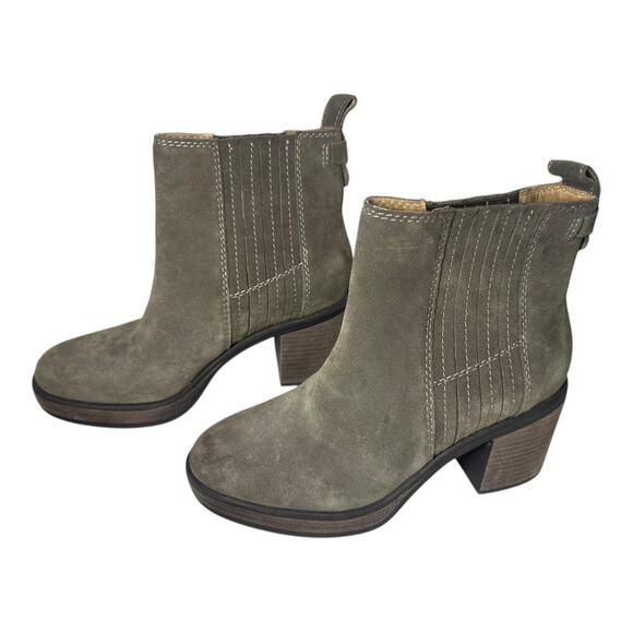 Crown Vintage Capari Bootie size 7M Dark gray/brown suede 3” block heel - Picture 6 of 8